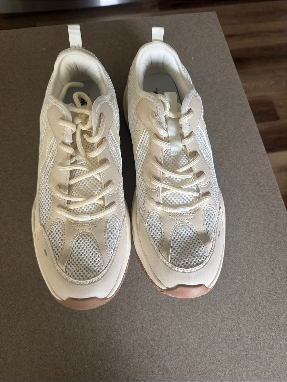 all in motion Cream White Mesh Lace-Up Sneakers